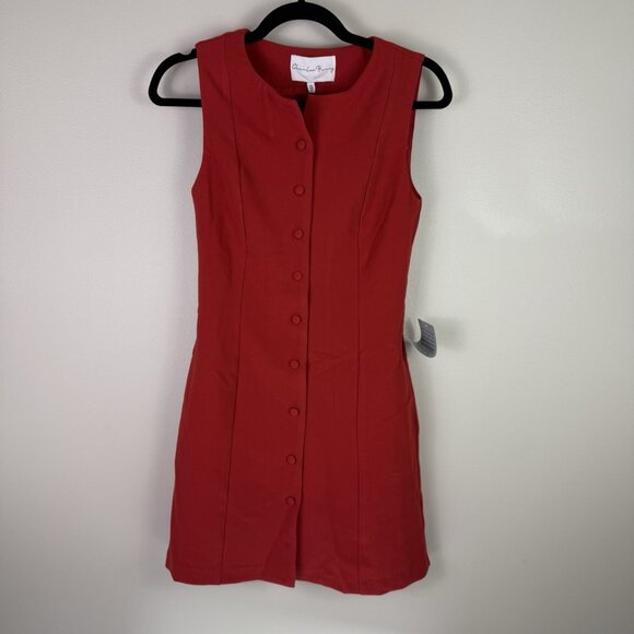 Charles Henry Red Button Front Mini Dress Sleeveless Party Cocktail XS - Picture 2 of 10